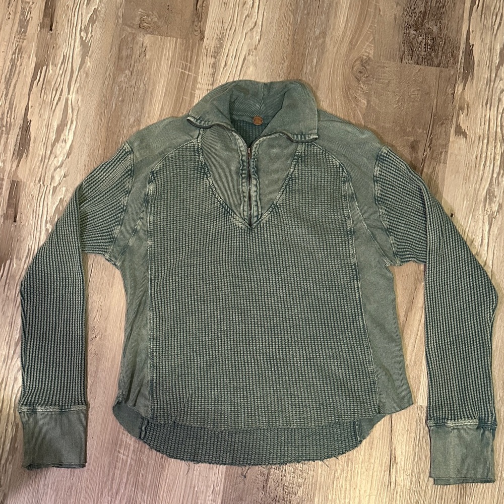 Free People 100% Cotton Zipper Henley